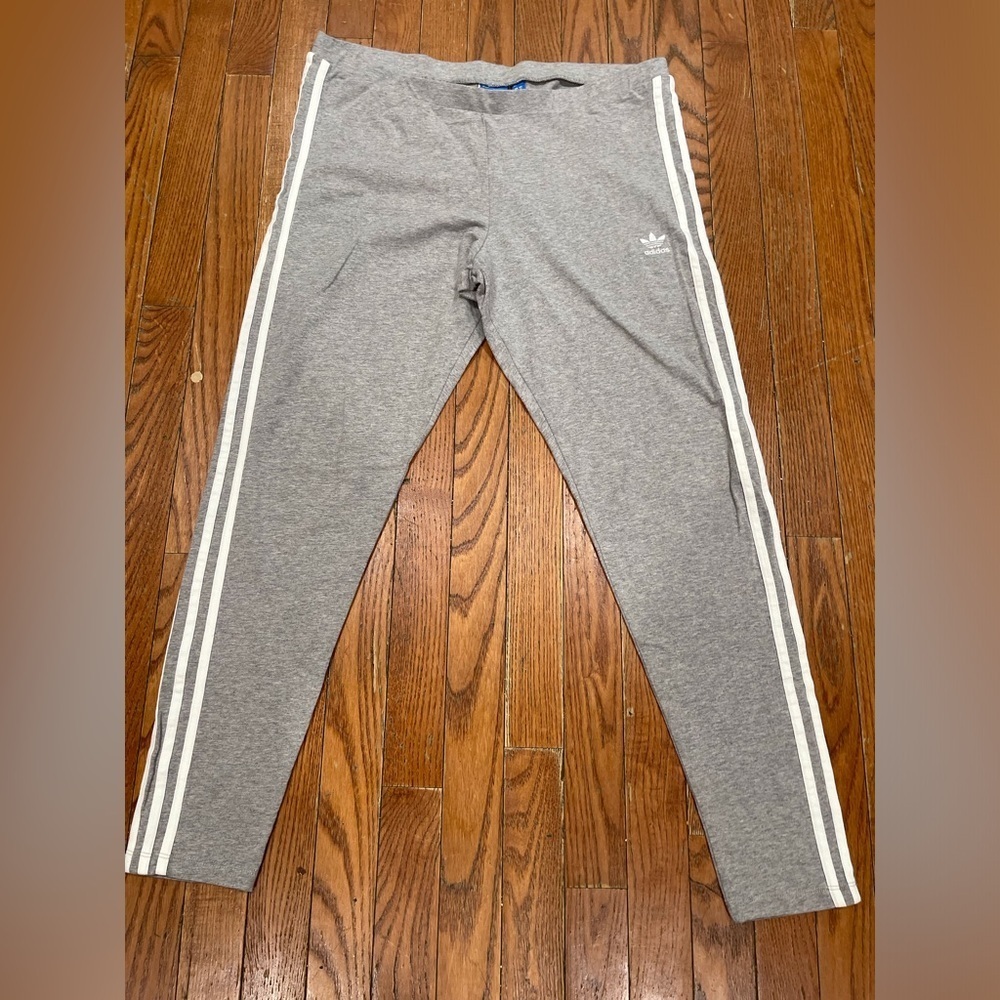 Adidas Kids Gray Joggers with White Stripes